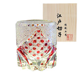 Edo Chariko Whiskey Crystal Glass Hand-carved Vintage Black Samurai Wood Boxed Wine Glass