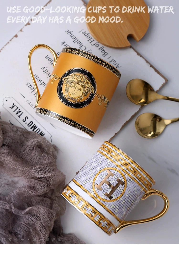 Florence Exquisite European-Style Bone China Mug with Lid and Spoon Julia M LifeStyles