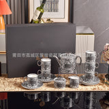 Cross-Border Fanjia Tableware Coffee Cup and Saucer Tea Set 15-Piece Set with 6 Cups, 6 Saucers, Large Pot, Milk Jug, Sugar Jar, Complete Gift Box Set for Gifting