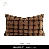 Modern Mid-Century Style Orange Feather Patchwork Throw Pillow, Vintage Shanghai Old Money Style Model Room Cushion, Headboard Cushion
