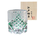 Edo Chariko Whiskey Crystal Glass Hand-carved Vintage Black Samurai Wood Boxed Wine Glass