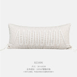 Modern Silent Cotton Rope Woven Long Waist Pillow Sofa Pillow Model Room Decorative Cushion Black Beige