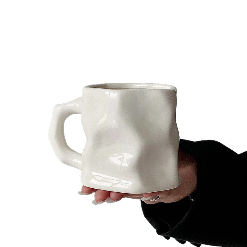 Ins Ceramic Asymmetrical Twist Coffee Mug – Elegant High-End Design