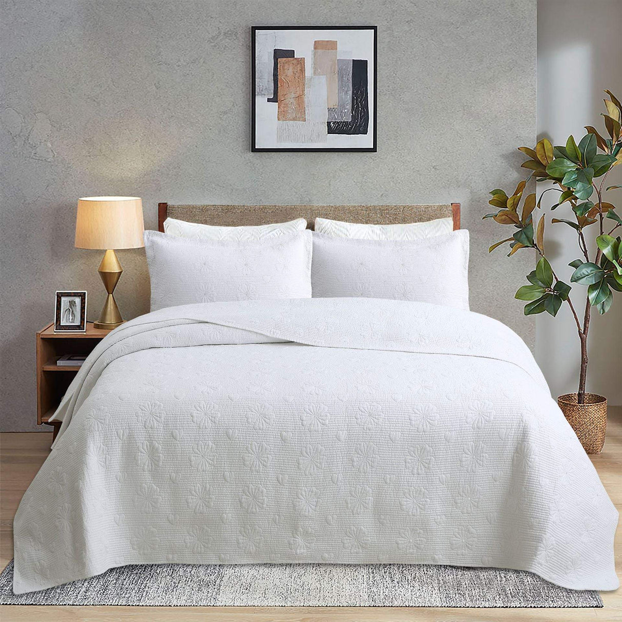 Simple pure cotton bed cover three-piece Nordic double summer cool air conditioning quilt active printing and dyeing breathable comfortable Four Seasons blanket
