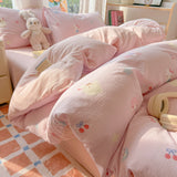 Class A Four-Piece Bedding Set Pure Cotton All Cotton All Year Round Quilt Cover Bed Sheets Quilt Cover Bed Student Dormitory Three-Piece Set Fitted Sheet 4 Julia M LifeStyles