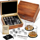 Whiskey Ice Stone Wooden Box Set, Carbonized Jujube Wood Cup Combination, Stainless Steel Ice Stone Complete Gift Box Set