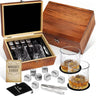 Whiskey Ice Stone Wooden Box Set, Carbonized Jujube Wood Cup Combination, Stainless Steel Ice Stone Complete Gift Box Set