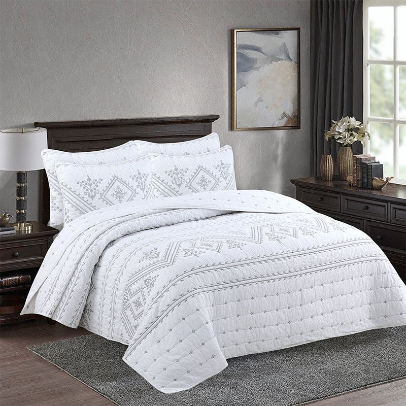Simple pure cotton bed cover three-piece Nordic double summer cool air conditioning quilt active printing and dyeing breathable comfortable Four Seasons blanket