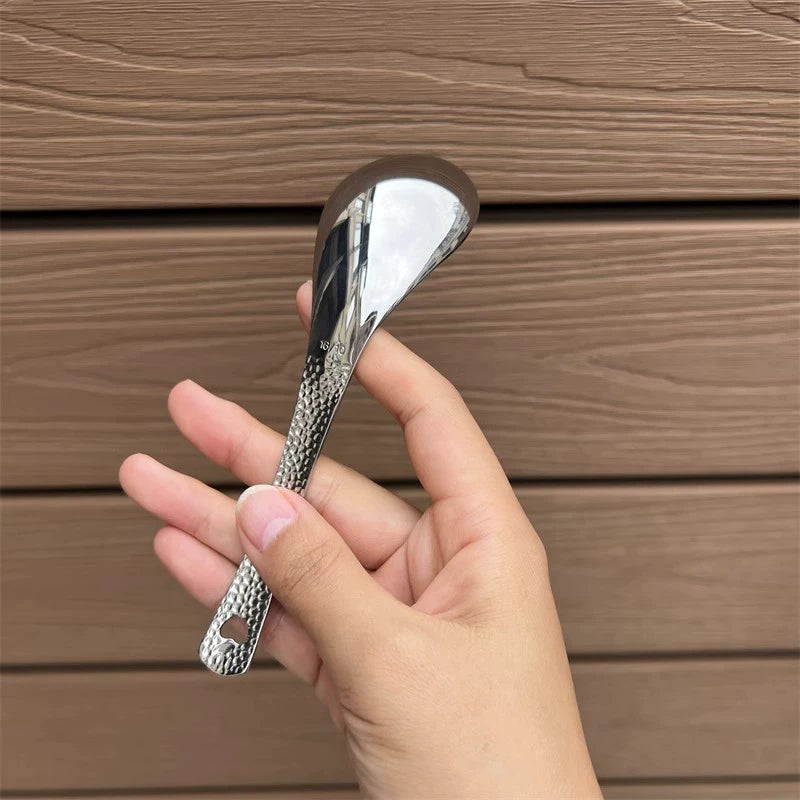 Retro Hammer Point Spoon Stainless Steel Hammer Pattern Spoon Commercial Thickened Spoon Creative Eating Spoon Good-looking Dessert Spoon Julia M LifeStyles