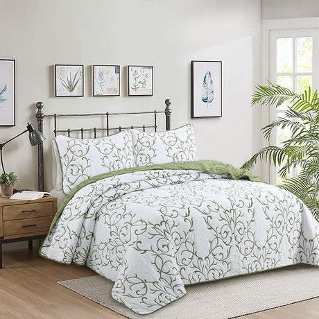 Simple pure cotton bed cover three-piece Nordic double summer cool air conditioning quilt active printing and dyeing breathable comfortable Four Seasons blanket