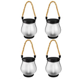 Cross-Border New Solar Flame Lamp Hemp Rope Lantern Courtyard Garden Decoration Mason Lamp Outdoor USB Charging