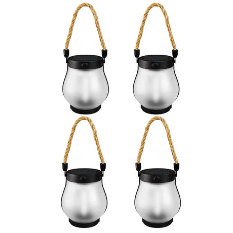 Cross-Border New Solar Flame Lamp Hemp Rope Lantern Courtyard Garden Decoration Mason Lamp Outdoor USB Charging