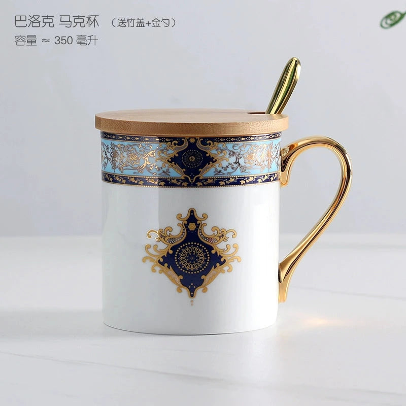 Florence Exquisite European-Style Bone China Mug with Lid and Spoon Julia M LifeStyles