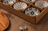 Japanese-Inspired Ceramic Rice Bowl Set in Gift Box