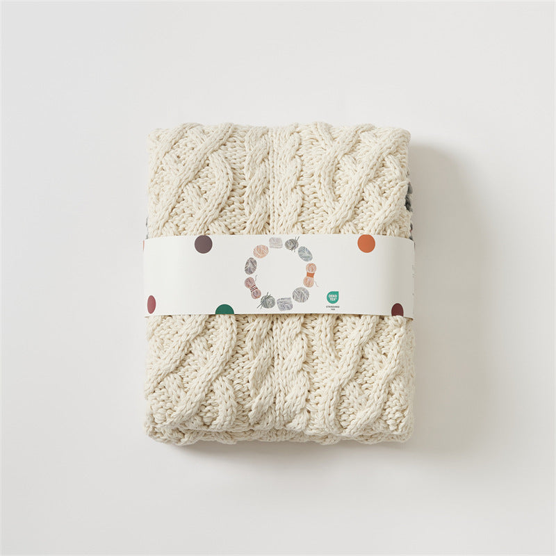 High-End Off-White Knitted Blanket