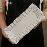 Creative Japanese Melamine Tableware Wholesale Japanese Restaurant Commercial Ramen Bowl Hot Pot Restaurant Rectangular Sushi Flat Plate