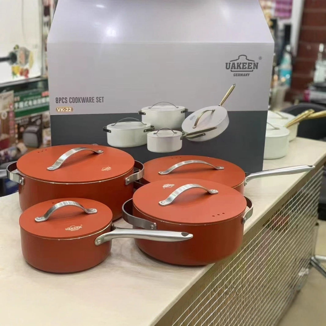 8-Piece Nonstick Ceramic Cookware Set with Versatile Soup Pots