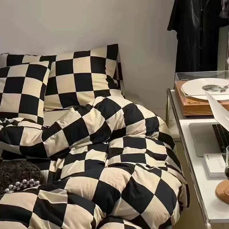 Heart Washed Cotton Cute Minimalist Pink Bed Four-Piece Set - Julia M LifeStyles