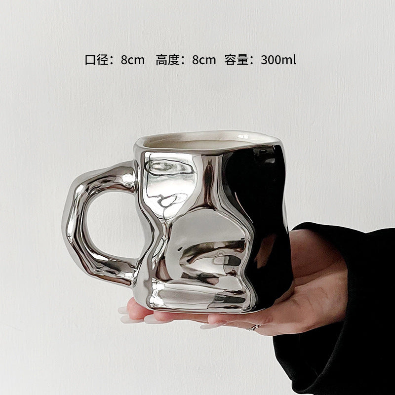 Ins Ceramic Asymmetrical Twist Coffee Mug – Elegant High-End Design