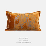 Modern Mid-Century Style Orange Feather Patchwork Throw Pillow, Vintage Shanghai Old Money Style Model Room Cushion, Headboard Cushion