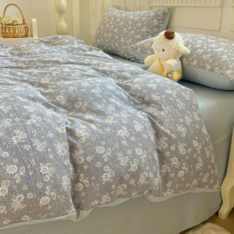 Class A Four-Piece Bedding Set Pure Cotton All Cotton All Year Round Quilt Cover Bed Sheets Quilt Cover Bed Student Dormitory Three-Piece Set Fitted Sheet 4 Julia M LifeStyles