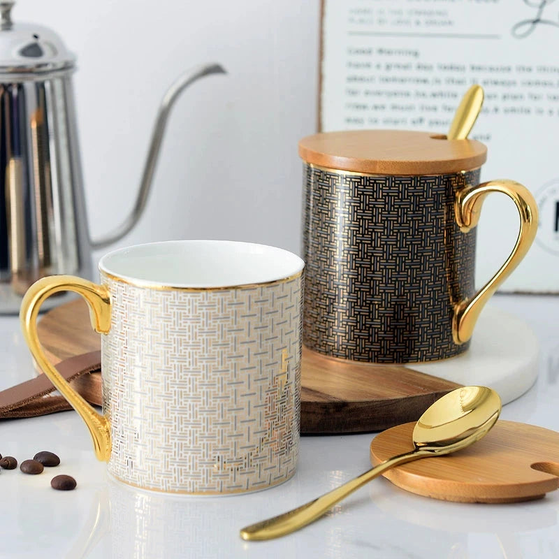 Florence Exquisite European-Style Bone China Mug with Lid and Spoon Julia M LifeStyles