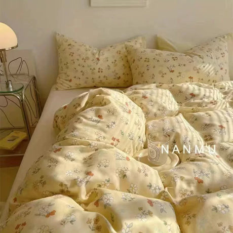 Heart Washed Cotton Cute Minimalist Pink Bed Four-Piece Set - Julia M LifeStyles