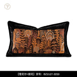 Modern Mid-Century Style Orange Feather Patchwork Throw Pillow, Vintage Shanghai Old Money Style Model Room Cushion, Headboard Cushion