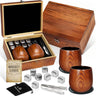 Whiskey Ice Stone Wooden Box Set, Carbonized Jujube Wood Cup Combination, Stainless Steel Ice Stone Complete Gift Box Set