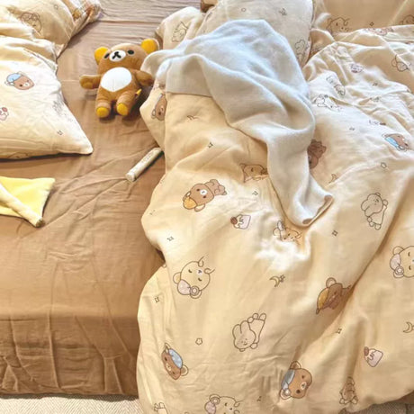 Heart Washed Cotton Cute Minimalist Pink Bed Four-Piece Set - Julia M LifeStyles