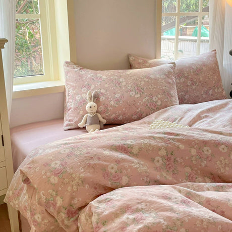 Young Adult Heart Double-Layer Yarn Bedding Four-Piece Set Washed Cotton Duvet Cover Dormitory Bed Single Student Three-Piece Set 4 Julia M LifeStyles