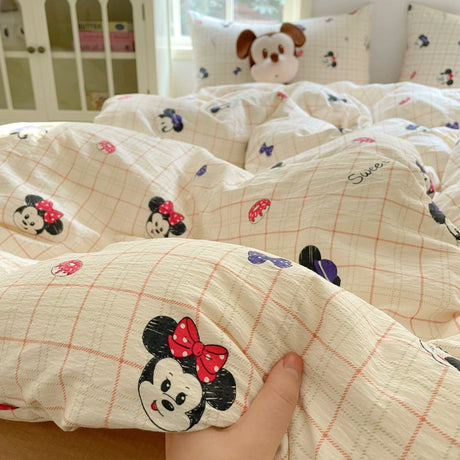Young Adult Heart Double-Layer Yarn Bedding Four-Piece Set Washed Cotton Duvet Cover Dormitory Bed Single Student Three-Piece Set 4 Julia M LifeStyles