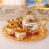 Dragon and Phoenix Silver Tea Set Pure Silver Wine Set 1 Plate 1 Pot 4 Cups Chinese Gift Box Set Teapot Gift