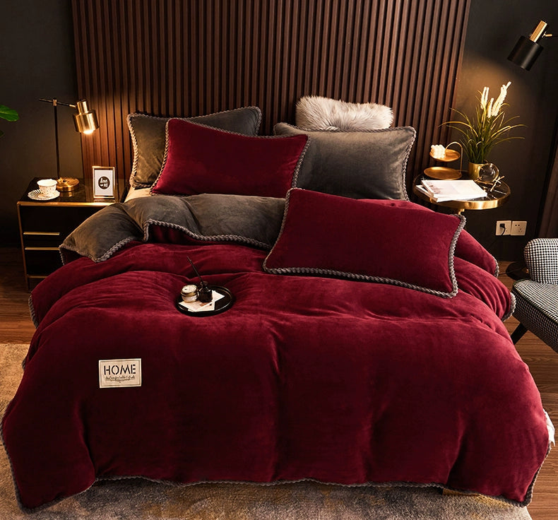 Luxurious Milk Fiber 4-Piece Flannel Bedding Set for Winter Julia M LifeStyles