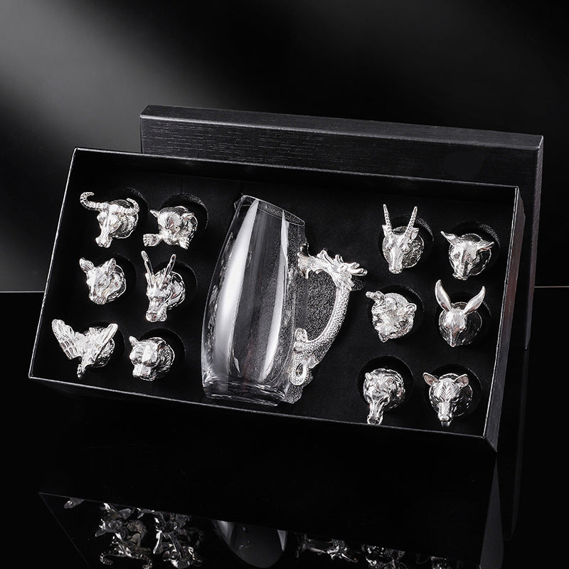 Creative Zodiac White Wine Glass Wine Dispenser Set Manufacturer Wholesale Direct Sales One-Bite Small Wine Glass Souvenir Wine Bottle