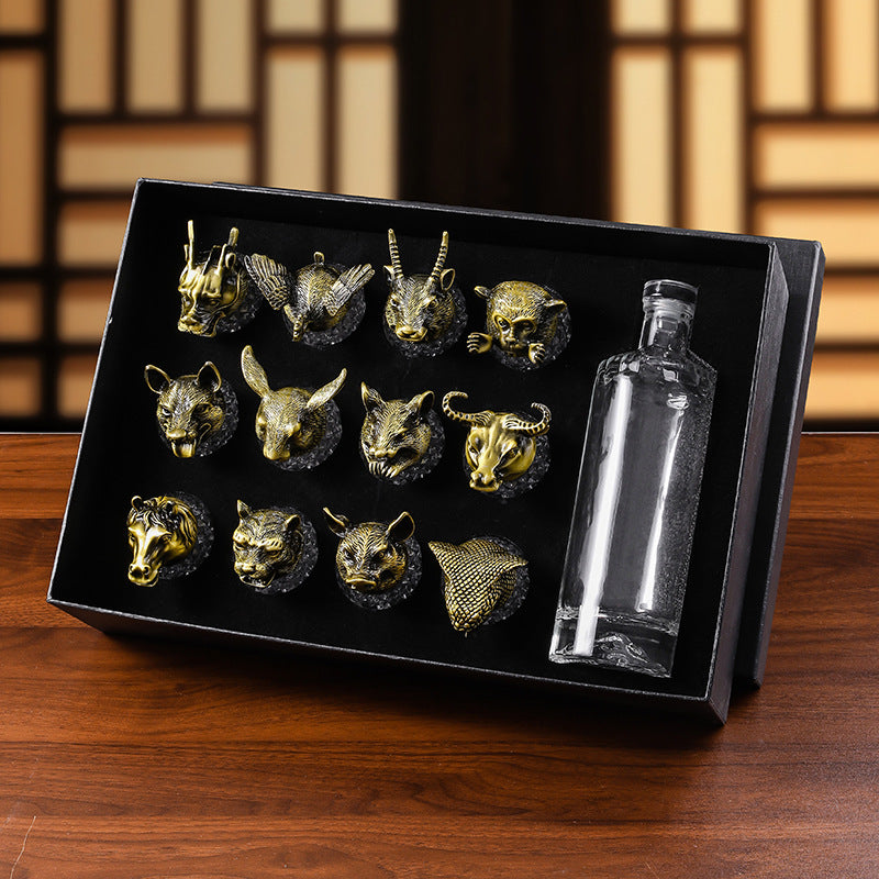 Creative Zodiac White Wine Glass Wine Dispenser Set Manufacturer Wholesale Direct Sales One-Bite Small Wine Glass Souvenir Wine Bottle