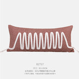 Modern Silent Cotton Rope Woven Long Waist Pillow Sofa Pillow Model Room Decorative Cushion Black Beige