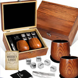 Whiskey Ice Stone Wooden Box Set, Carbonized Jujube Wood Cup Combination, Stainless Steel Ice Stone Complete Gift Box Set