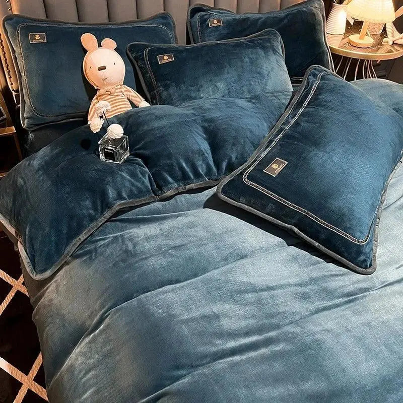 Luxurious Milk Fiber 4-Piece Flannel Bedding Set for Winter Julia M LifeStyles