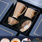 European Porcelain Coffee Cup & Saucer Set – 4-Piece British Afternoon Tea Gift Set