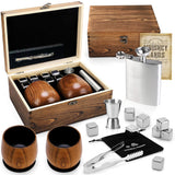 Whiskey Ice Stone Wooden Box Set, Carbonized Jujube Wood Cup Combination, Stainless Steel Ice Stone Complete Gift Box Set