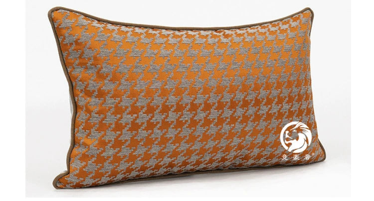 American Modern Light Luxury Retro Houndstooth Leather Patchwork Sofa Model Room Designer Pillow Cushion with Pillow Core - Julia M LifeStyles