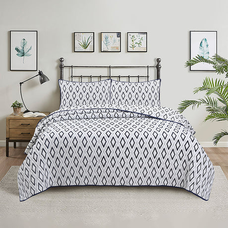 Simple pure cotton bed cover three-piece Nordic double summer cool air conditioning quilt active printing and dyeing breathable comfortable Four Seasons blanket