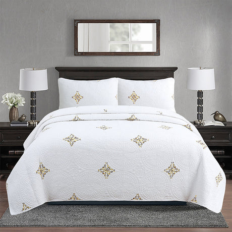 Simple pure cotton bed cover three-piece Nordic double summer cool air conditioning quilt active printing and dyeing breathable comfortable Four Seasons blanket