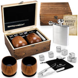 Whiskey Ice Stone Wooden Box Set, Carbonized Jujube Wood Cup Combination, Stainless Steel Ice Stone Complete Gift Box Set
