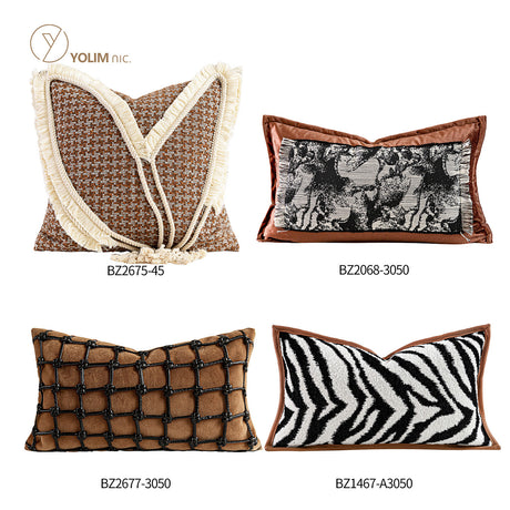 Modern Mid-Century Style Orange Feather Patchwork Throw Pillow, Vintage Shanghai Old Money Style Model Room Cushion, Headboard Cushion