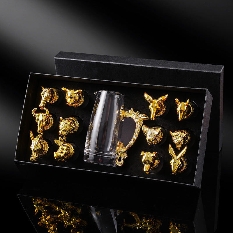Creative Zodiac White Wine Glass Wine Dispenser Set Manufacturer Wholesale Direct Sales One-Bite Small Wine Glass Souvenir Wine Bottle