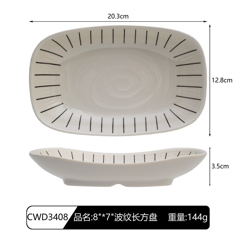Creative Japanese Melamine Tableware Wholesale Japanese Restaurant Commercial Ramen Bowl Hot Pot Restaurant Rectangular Sushi Flat Plate