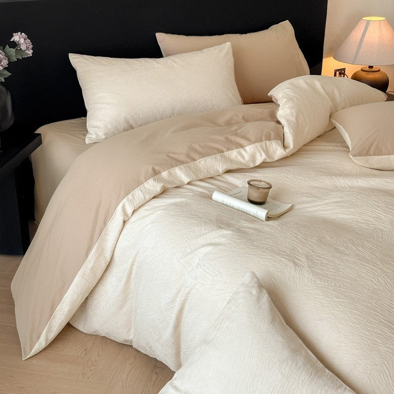 Class a Light Luxury Style Jacquard Washed Cotton Four-Piece Set, Pure Cotton Texture, Suitable for Sleeping Directly on the Bed, High-End Bedding