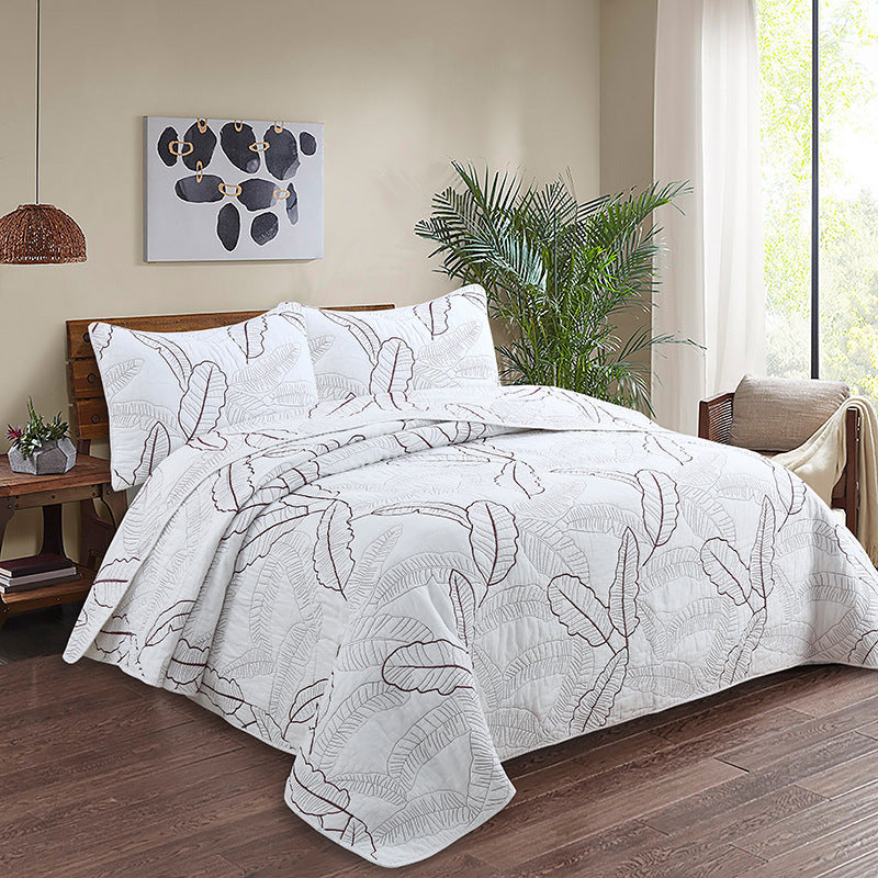 Simple pure cotton bed cover three-piece Nordic double summer cool air conditioning quilt active printing and dyeing breathable comfortable Four Seasons blanket
